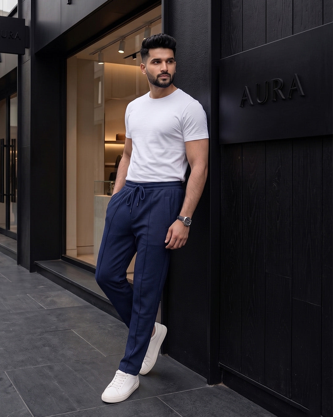 UrbanEase China Fabric Trousers – Midnight Navy