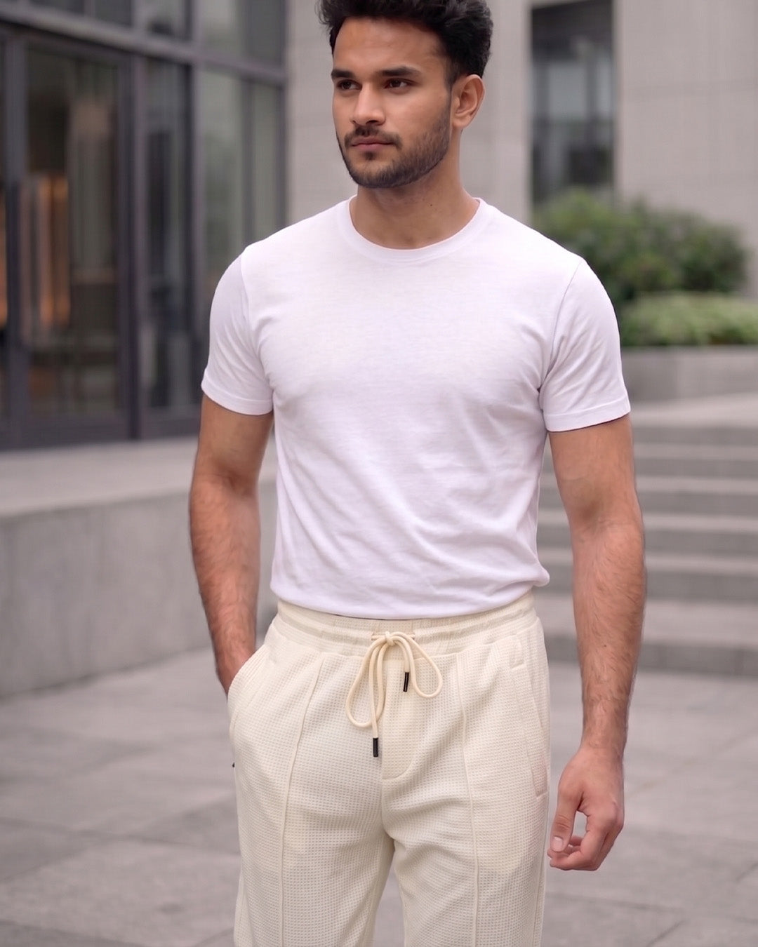 UrbanEase China Fabric Trousers – Ivory Cream
